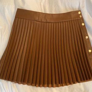 ZARA SKIRT PLEATED VEGAN LEATHER (BROWN) W/ TAGS